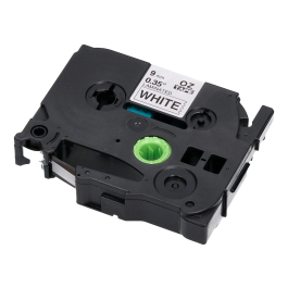 Q-connect Cinta TZE-221 Blanco-Negro 9mm Longitud 8mt