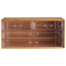 Day Cajonera con 4 Cajones de Bambú y Plástico Transparente 23.5x14.5x10.8 cm