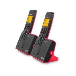 SPC 7292RC2 Teléfono Inalámbrico Pack DUO Blade Manos Libres, Identificación de Llamadas, Agenda 50 y Pantalla Iluminada - Rojo y Negro