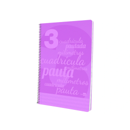 Liderpapel Cuaderno espiral folio pautaguia 80h 75gr cuadro pautado 3mm con margen color violeta