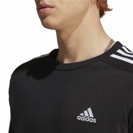 Camiseta de Manga Corta Hombre Adidas Essentials Single 3 Bandas Negro