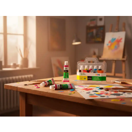 Liderpapel Tempera en tubo de 12 ml estuche de 5 tubos colores primarios surtidos