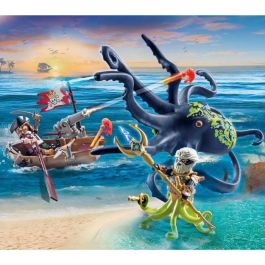 Playmobil Batalla Con Pulo Gigante Piratas 71419 - Kraken y Barco Pirata con Función de Agua