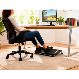 Q-connect Reposapies Antideslizante Plástico con Barras de Acero, 434x330x105 mm