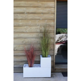 Eda Jardinera de Plástico Graphit Up - 57 L - Dimensiones 79.5 x 29.5 x 29.5 cm - Ceruse Blanco