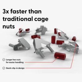 PATCHBOX /dev/mount (50-Pack) - Sistema de montaje para railes de 19 pulgadas, instalación rápida y segura, 1 pieza.