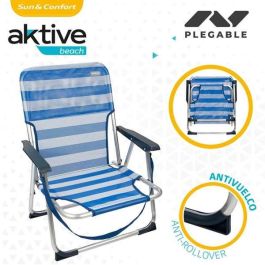 Silla playa aluminio plegalbe fija rayas mar 44x35x72 cm Silla playa aluminio plegalbe fija rayas mar 44x35x72 cm