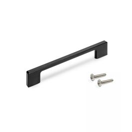 Emuca Lote de 5 tiradores para mueble Paiporta, L160mm, intereje 128mm, Zamak, Pintado negro