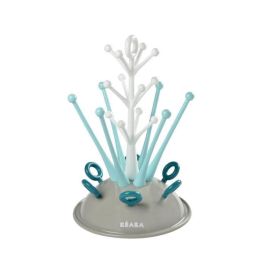 Beaba Escurridor de botellas Tree Azul para hasta 6 botellas y accesorios, sistema de retención de agua y encimera seca