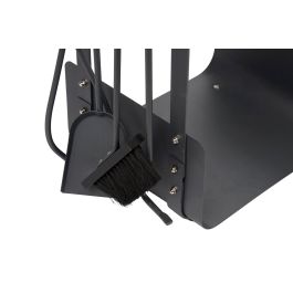 DKD Home Decor Leñera Vintage Negro Natural Acero y Pino Set de 4 11 x 57 x 2.5 cm