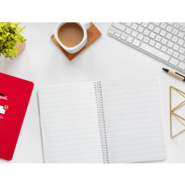 Liderpapel Cuaderno espiral Pautaguía A5 tapa blanda 40 hojas 75gr cuadro pautado 2,5mm color rojo