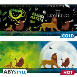 ABYstyle Taza Termica Oficial Disney El Rey Leon, Simba Timon Pumbaa, 460ml, Ceramica, Efecto Magico Cambio de Color con Calor