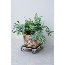 Nature 446407 Carrito para plantas cuadrado de 38x38 cm en madera negra