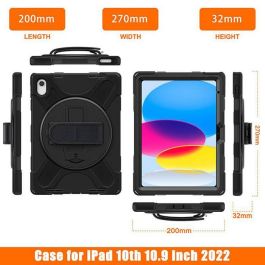 eSTUFF Funda Defender iPad 11ª gen 2025 / 10ª gen 2022 CHICAGO Cuerpo Completo Negro con Protector Pantalla Integrado y Soporte