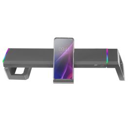 Mars Gaming MGS-One Soporte Monitor RGB Ajustable, USB 2.0, Soporte Móvil/Tablet y Cajón, Ergonómico, Negro