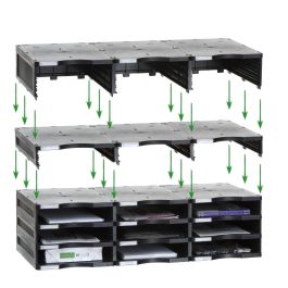 Archivo 2000 6533 NE Módulo Sostenible de Clasificación 9 Compartimentos 360x900x240 mm Color Negro