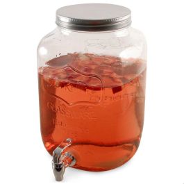 Home Deco Factory Dispensador Bebida 8 L Colección Essentiel Cristal con Grifo Tapa Metal