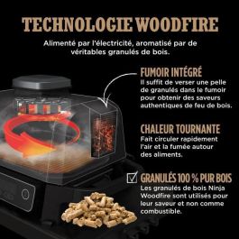 Ninja OG701EU Barbacoa Eléctrica de Exterior con Ahumador + Freidora de Aire Woodfire, Tecnología de Sabor a Leña