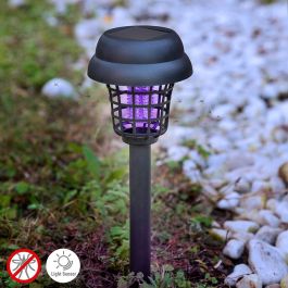 Innovagoods V0103496 Lámpara Solar Antimosquitos para Jardín, Estaca, Luz UV, Rejilla Electrificada, IP55, Recargable