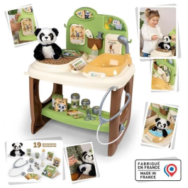 Smoby SMO3032163404064 Centro Veterinario Zoológico con 1 Peluche Panda y Muchos Accesorios y Funciones