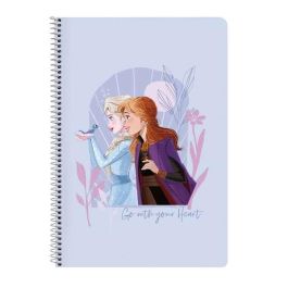 Frozen Cuaderno Escolar Folio 80 Páginas Tapas Duras Diseño Disney "Believe" Lila Oficial para Niños de 3+ años 21.5x31 cm