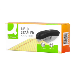 Q-connect Grapadora KF14212 Plástico Capacidad 10 Hojas, Grapas Nº 10, Negro