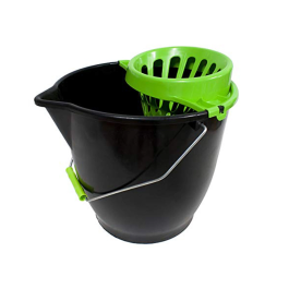 Blanca Cubo de Fregona con Escurridor Circular 13L Azul con Asa Metálica