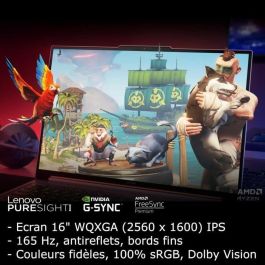 Lenovo 83EX002VFR Portátil Gaming Legion S5 16ARP9, 16'' WQXGA 165Hz, RTX 4070 140W, AMD R7-7435HS, 16GB RAM, 512GB SSD, Sin Windows