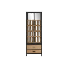 Botellero Home ESPRIT Negro Natural Madera Metal 60 x 33 x 169 cm