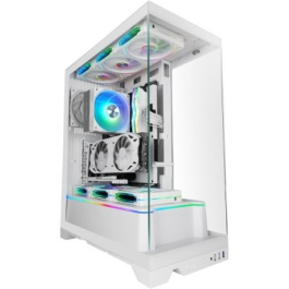 Mars Gaming MC-PRISMA MCPRISMAW - Caja Gaming Semitorre Blanca, ATX, 3 Paneles Cristal Templado, Iluminación ARGB