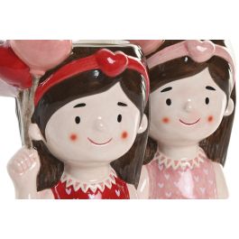 DKD Home Decor Macetero Rosa Rojo Cerámica 9 x 16 x 12 cm (2 Unidades)