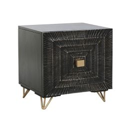 Mesita de Noche Home ESPRIT Negro Dorado 50 x 40 x 50 cm Mesita de Noche Home ESPRIT Negro Dorado 50 x 40 x 50 cm