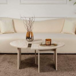 Mesa de centro MOIRA Redonda Efecto mármol travertino 90 x 90 x 41 cm CAL1738350617033