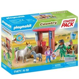 Playmobil 71471 Starter Pack Veterinaria de Granja: Juego Educativo de Cuidado Animal con Burros y Hámster para Niños +4 Años
