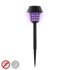 Innovagoods V0103496 Lámpara Solar Antimosquitos para Jardín, Estaca, Luz UV, Rejilla Electrificada, IP55, Recargable