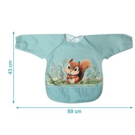 KioKids Babero Impermeable con Mangas Ardilla Verde Little Sauvages +4 meses