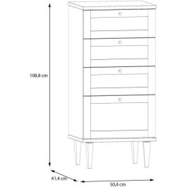 CALASETTEA CQSK311D95D Cómoda 4 Cajones Decoración Roble 50,4 x 41,4 x 108,8 cm
