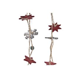 DKD Home Decor Decoración Colgante Navideña Tradicional de MDF Surtido 12 Unidades Colores Rojo, Natural, Blanco, Verde - 32x7x2cm