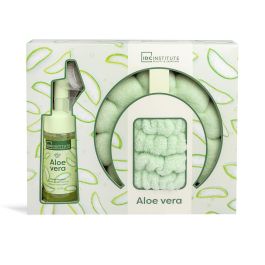 Idc Institute Set Aloe Vera Cuidado Facial 3 piezas: Espuma limpiadora 150ml, Cinta para la cabeza y Muñequeras