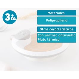 KioKids Plato Térmico Con Ventosa Antivuelco Geogrey Para Bebés +4 Meses Gris