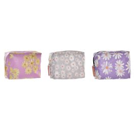 DKD Home Decor Neceser Shabby Impermeable Nylon Colección Daisies con Margaritas Colores Surtidos 6x12x15 cm Pack 12 Unidades