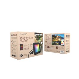 Muvit Foco Proyector Iio Wireless Mesh, Control por App muvit iO Home, Compatible con Alexa, Tecnología BT Mesh, Iluminación Inteligente Exterior