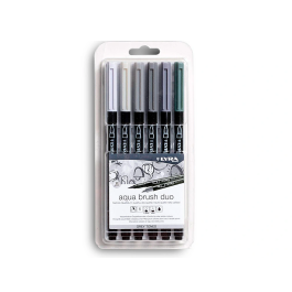 Rotulador Lyra Aqua Brush Duo Tonos Grises Estuche De 6