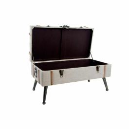 DKD Home Decor Descalzadora Loft de Lino y MDF Beige y Negro 42x43x82 cm