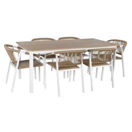 DKD Home Decor Mesa Comedor Terraza y Jardín Blanco Natural Aluminio Resina 180 x 90 x 75 cm Set 7 Piezas Precio: 926.68999984. SKU: B18RR2CCFC