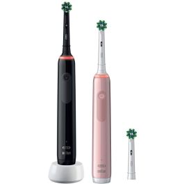 Oral-B Pro 3 3900 Cepillo Dental Eléctrico Oscilante Dúo, Limpieza Diaria, Sensible, Blanqueador, Negro/Rosa