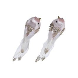 Figura Navidad Alpina DKD Home Decor Rosa Blanco 7 x 8 x 22 cm (2 Unidades)