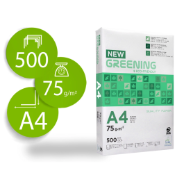 Greening Papel Multifuncion A4 75 gramos Paquete 500 Hojas Precio: 1061.49999967. SKU: B18KAJ4AWV