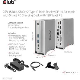Club3D CSV-1568 Estación de Acoplamiento USB-C 4K 100W con 6xUSB3, DP, 2xHDMI, VGA, LAN, Power Delivery 120W