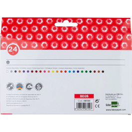 Liderpapel Lápices de cera caja de 24 unidades colores surtidos resistentes triangulares